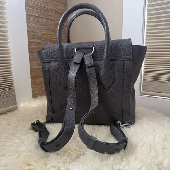 Henri Bendel Rivington Pebbled Leather Backpack Dark Grey - Picture 2 of 5
